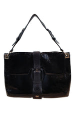 Load image into Gallery viewer, ANYA HINDMARCH Black Patent Leather Envelop Handbag (M)-Anya Hindmarch-The Freperie

