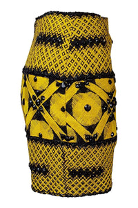 ARMANDO MAFUD Yellow Silk Cotton Blend Mini Tube Skirt (S)-Armando Mafud-The Freperie