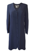 Load image into Gallery viewer, ARMANI Silk Blend Navy Blue Long Coat (IT 42)-Armani-The Freperie
