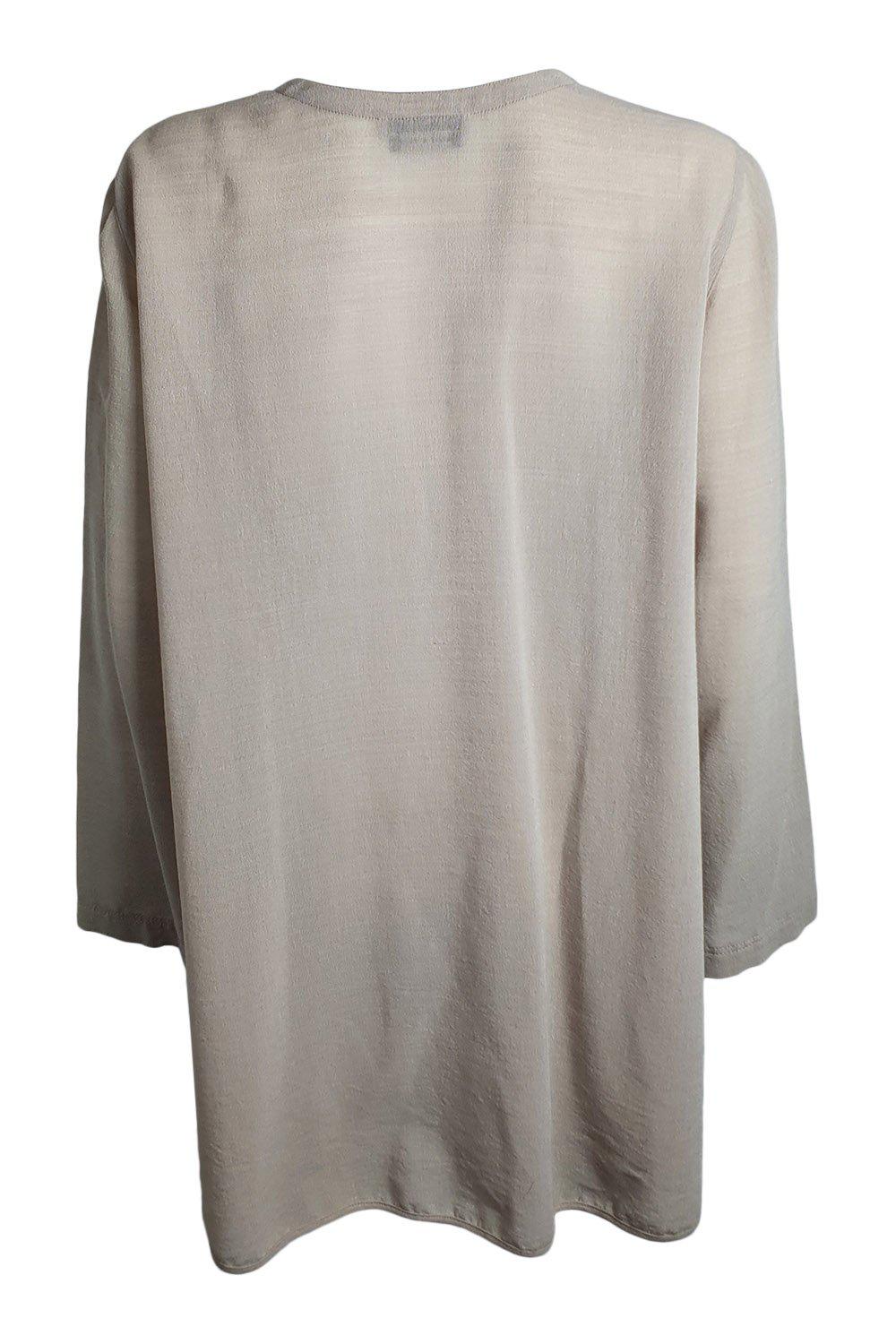 ARMANI Khaki Cotton Blend A Line Open Front Shirt (IT 42 | UK 10 | US 6)-The Freperie