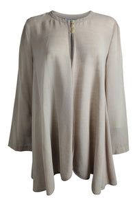 ARMANI Khaki Cotton Blend A Line Open Front Shirt (IT 42 | UK 10 | US 6)-The Freperie