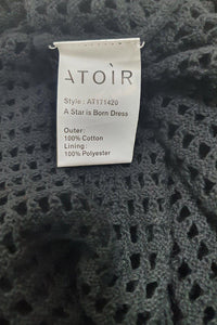 ATOIR Black Cotton Crochet A Star Is Born Long Sleeved Mini Dress (UK 10)-Atoir-The Freperie