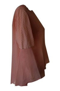 BALENCIAGA Baby Pink Pin Tuck Silk Top (42)-Balenciaga-The Freperie