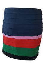 Load image into Gallery viewer, BAND OF OUTSIDERS Blue Striped Bandage Mini Skirt (UK 8)-Band of Outsiders-The Freperie
