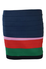 Load image into Gallery viewer, BAND OF OUTSIDERS Blue Striped Bandage Mini Skirt (UK 8)-Band of Outsiders-The Freperie
