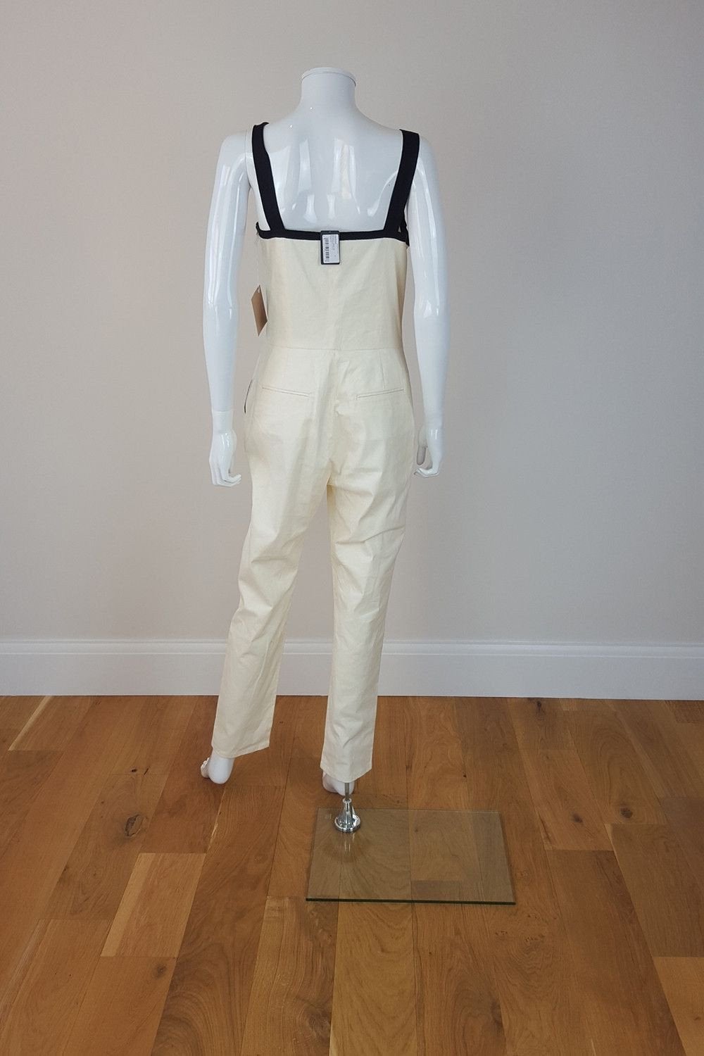 BAND OF OUTSIDERS Ivory Jumpsuit With Contrast Straps UK 6 / 8-Band of Outsiders-The Freperie