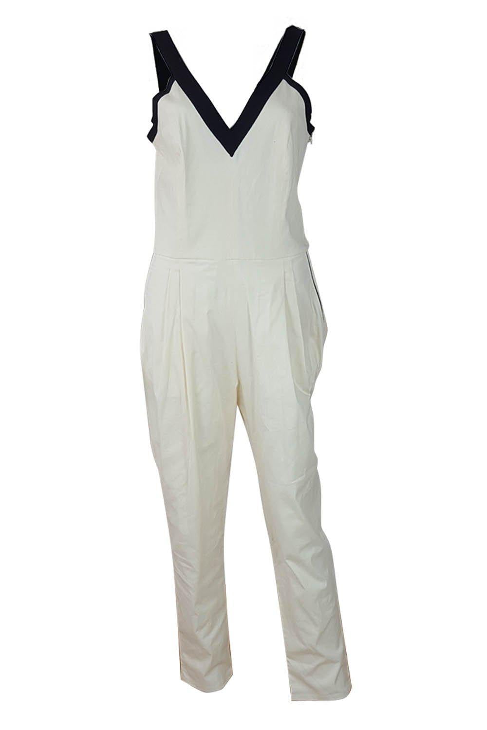 BAND OF OUTSIDERS Ivory Jumpsuit With Contrast Straps UK 6 / 8-Band of Outsiders-The Freperie