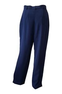BARATTA Blue 100% Silk Italian Made High Waist Trousers (44)-Baratta-The Freperie