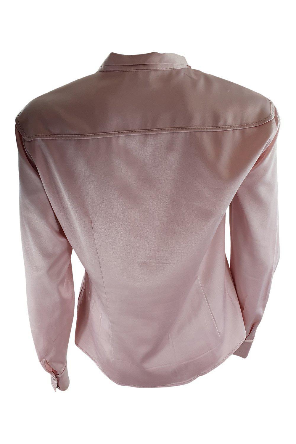 BASLER Pink Satin Pussy Bow Blouse (36)-Basler-The Freperie