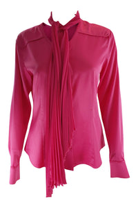 BASLER Women's Hot Pink Satin Blouse Matching Pleated Scarf (EU 36)-Basler-The Freperie