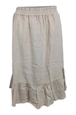 Load image into Gallery viewer, BEAUMONT ORGANIC Rose Bone Peplum Hem Mini Skirt (S)-The Freperie
