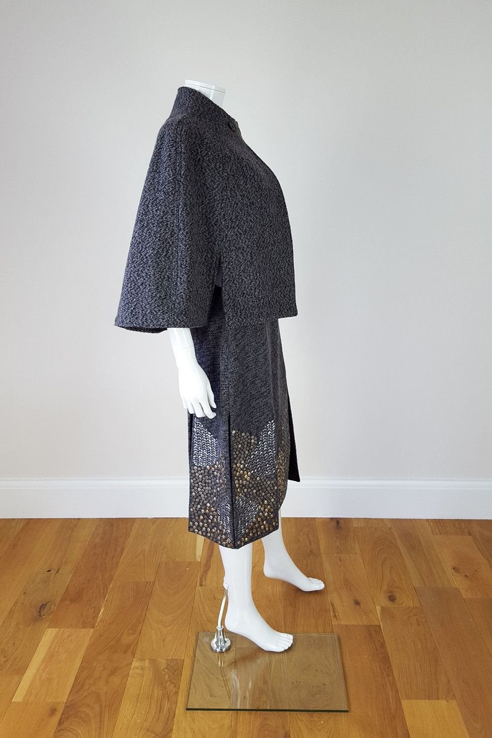 BEHNAZ SARAFPOUR Wool Cape and Skirt Set (UK 10)-Behnaz Sarafpour-The Freperie