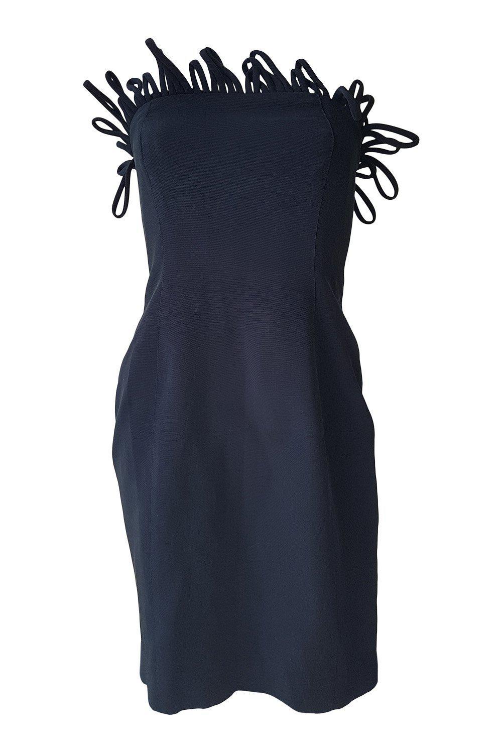 BEN DI LISI Benedetto Black Fitted Bandeau Dress (UK 10)-Ben Di Lisi-The Freperie