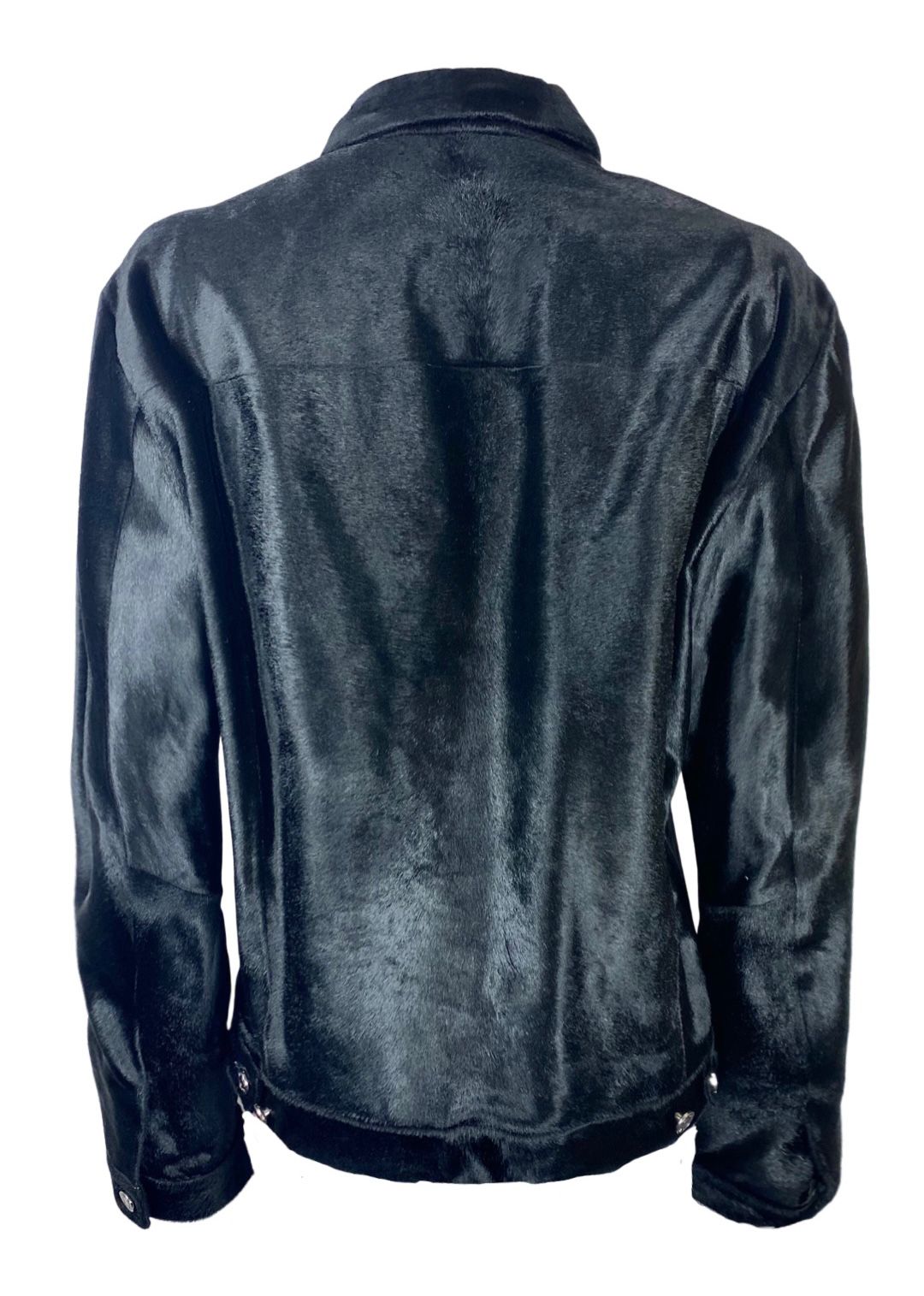 BLOOD BROTHER Black Calf Hair Leather Jean Style Jacket (M)-The Freperie