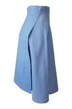 Load image into Gallery viewer, BRIAN Vintage Blue Cotton Wrap Around Knee Length Skirt (UK 12)-Brian-The Freperie
