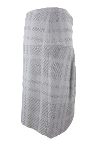 BURBERRY 100% Wool Self Checked Grey Skirt (M)-Burberry-The Freperie