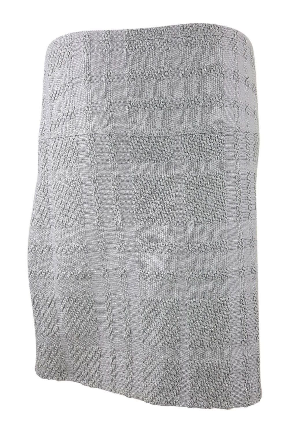 BURBERRY 100% Wool Self Checked Grey Skirt (M)-Burberry-The Freperie