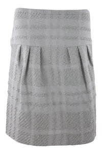 BURBERRY 100% Wool Self Checked Grey Skirt (M)-Burberry-The Freperie