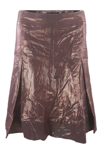 BURBERRY Iridescent Brown Box Pleat Mini Skirt (M)-Burberry-The Freperie
