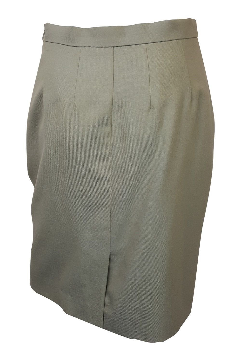 BURBERRY Wool and Silk Green Pencil Skirt (UK 8)-Burberry-The Freperie