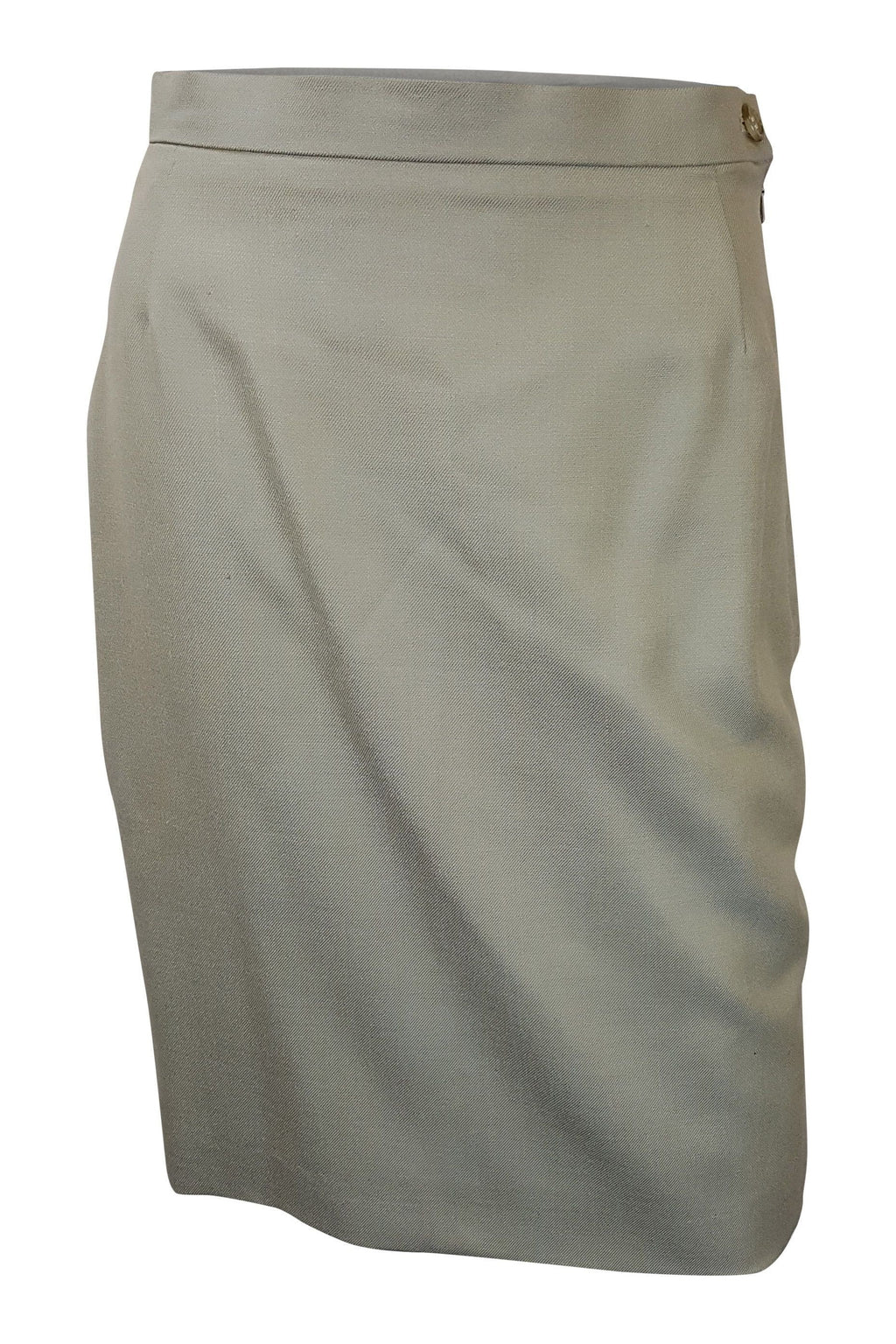 BURBERRY Wool and Silk Green Pencil Skirt (UK 8)-Burberry-The Freperie
