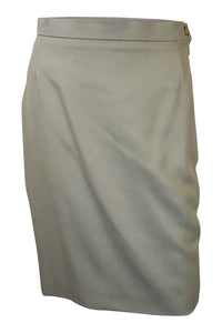 BURBERRY Wool and Silk Green Pencil Skirt (UK 8)-Burberry-The Freperie