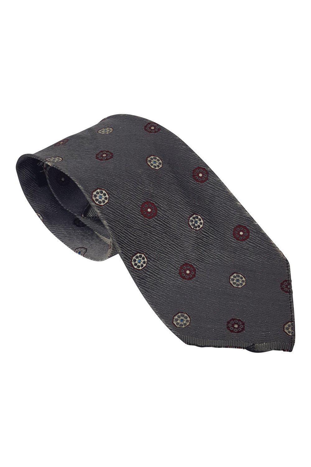 CARNAVAL DE VENISE Milano Silk Grey Tie Geometric Repeat (53")-Carnaval De Venise-The Freperie