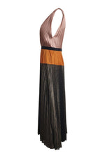Load image into Gallery viewer, CATHERINE DEANE Colourblock Sleeveless Pleated Midi Dress (UK 08)-Catherine Deane-The Freperie
