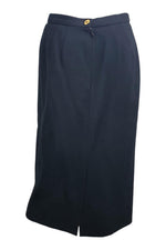 Load image into Gallery viewer, CELINE Vintage Black 100% Wool Mid Length Pencil Skirt (FR 40)-The Freperie
