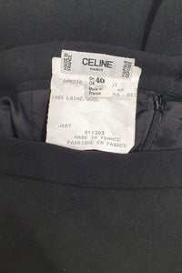 CELINE Vintage Black 100% Wool Mid Length Pencil Skirt (FR 40)-The Freperie