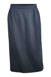 CELINE Vintage Black 100% Wool Mid Length Pencil Skirt (FR 40)-The Freperie