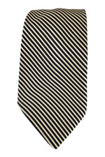 Load image into Gallery viewer, CERRUTI Gold And Black Striped Silk Mix Tie (58&quot;)-Cerruti-The Freperie

