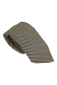 CERRUTI Gold And Black Striped Silk Mix Tie (58")-Cerruti-The Freperie