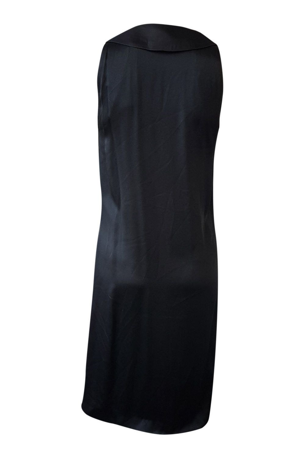 CHARLES JOURDAN Vintage Black Sleeveless Silk Wrap Dress (UK 14)-Charles Jourdan-The Freperie