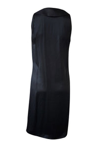 CHARLES JOURDAN Vintage Black Sleeveless Silk Wrap Dress (UK 14)-Charles Jourdan-The Freperie