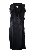 Load image into Gallery viewer, CHARLES JOURDAN Vintage Black Sleeveless Silk Wrap Dress (UK 14)-Charles Jourdan-The Freperie
