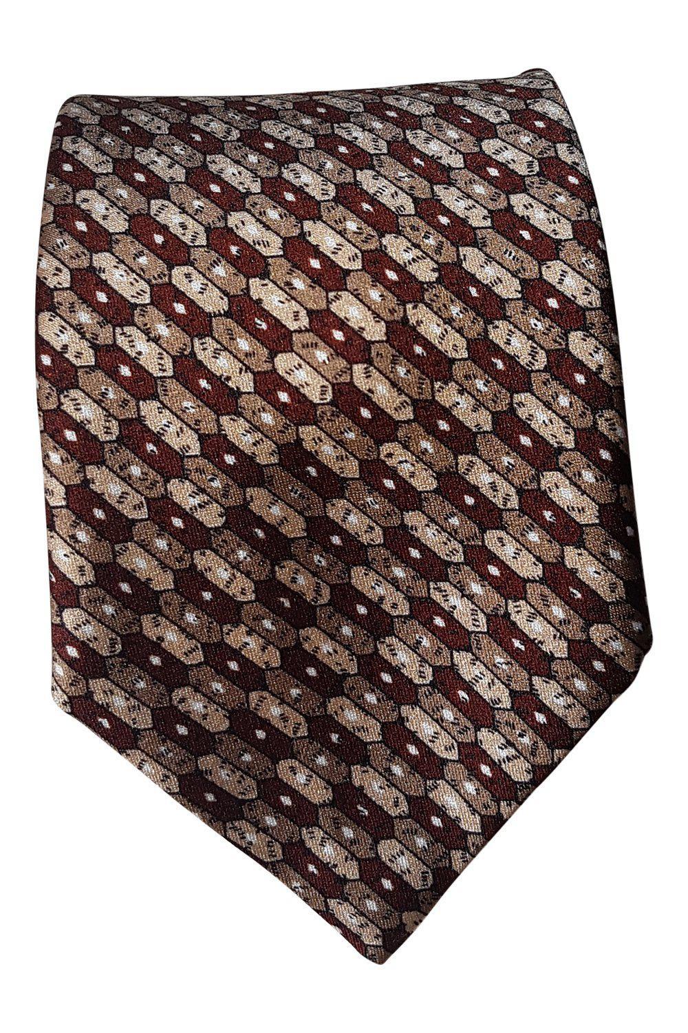 CHELSEA LINOSAIR Brown Geometric Design Tie (59")-Chelsea Linosair-The Freperie