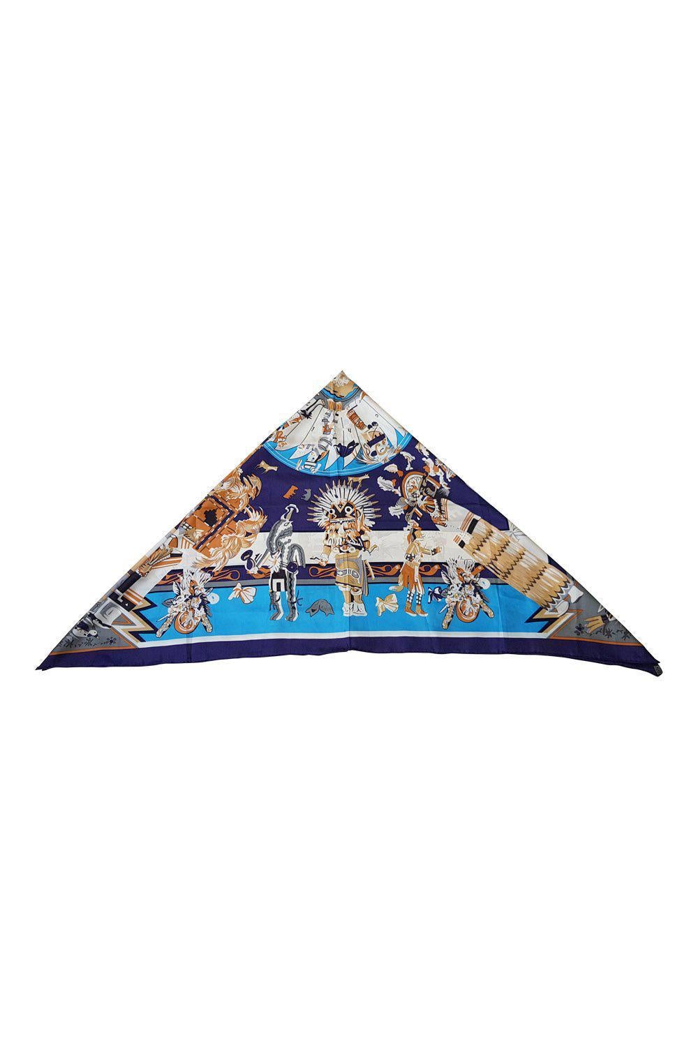 CHINA SILK Blue Printed Extra Large Scarf Scarf (50")-China Silk-The Freperie