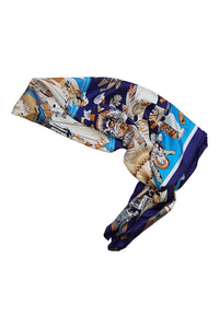 CHINA SILK Blue Printed Extra Large Scarf Scarf (50")-China Silk-The Freperie