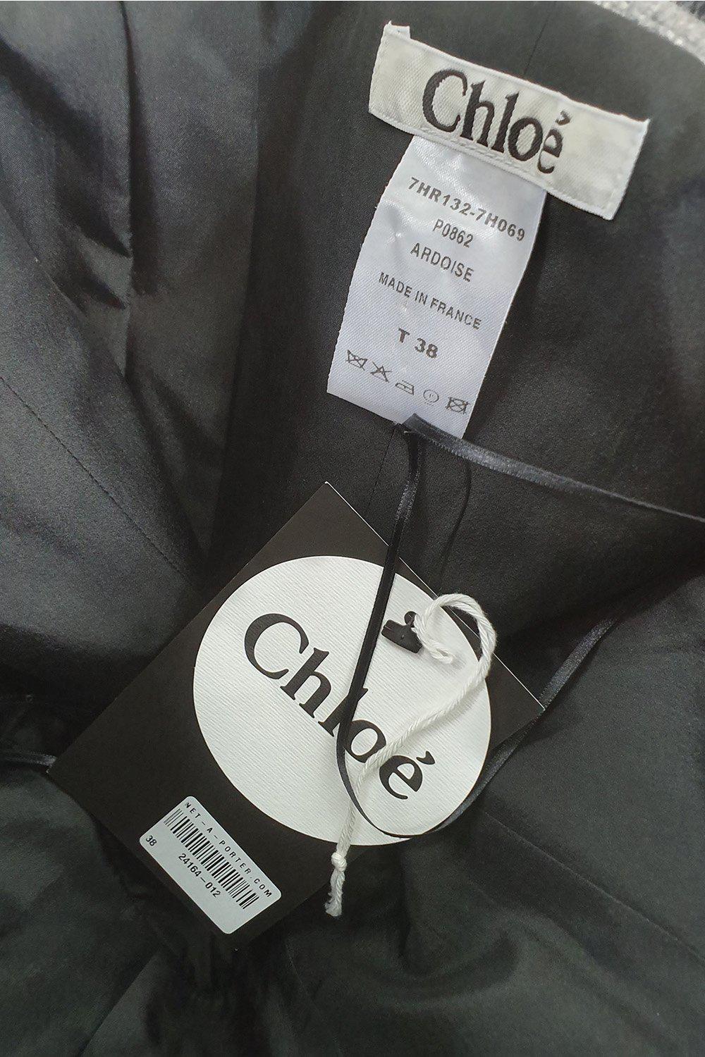 CHLOE 100% Wool Silk Lined Cowl Neck Mini Dress (T 38)-Chloe-The Freperie