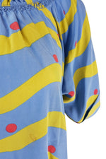 Load image into Gallery viewer, CHLOE Blue Silk Ruched Boat Neck Striped Top (36)-Chloé-The Freperie
