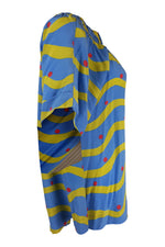 Load image into Gallery viewer, CHLOE Blue Silk Ruched Boat Neck Striped Top (36)-Chloé-The Freperie
