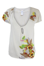 Load image into Gallery viewer, CHLOE Silk Embellished Short Sleeved Top (40)-Chloé-The Freperie
