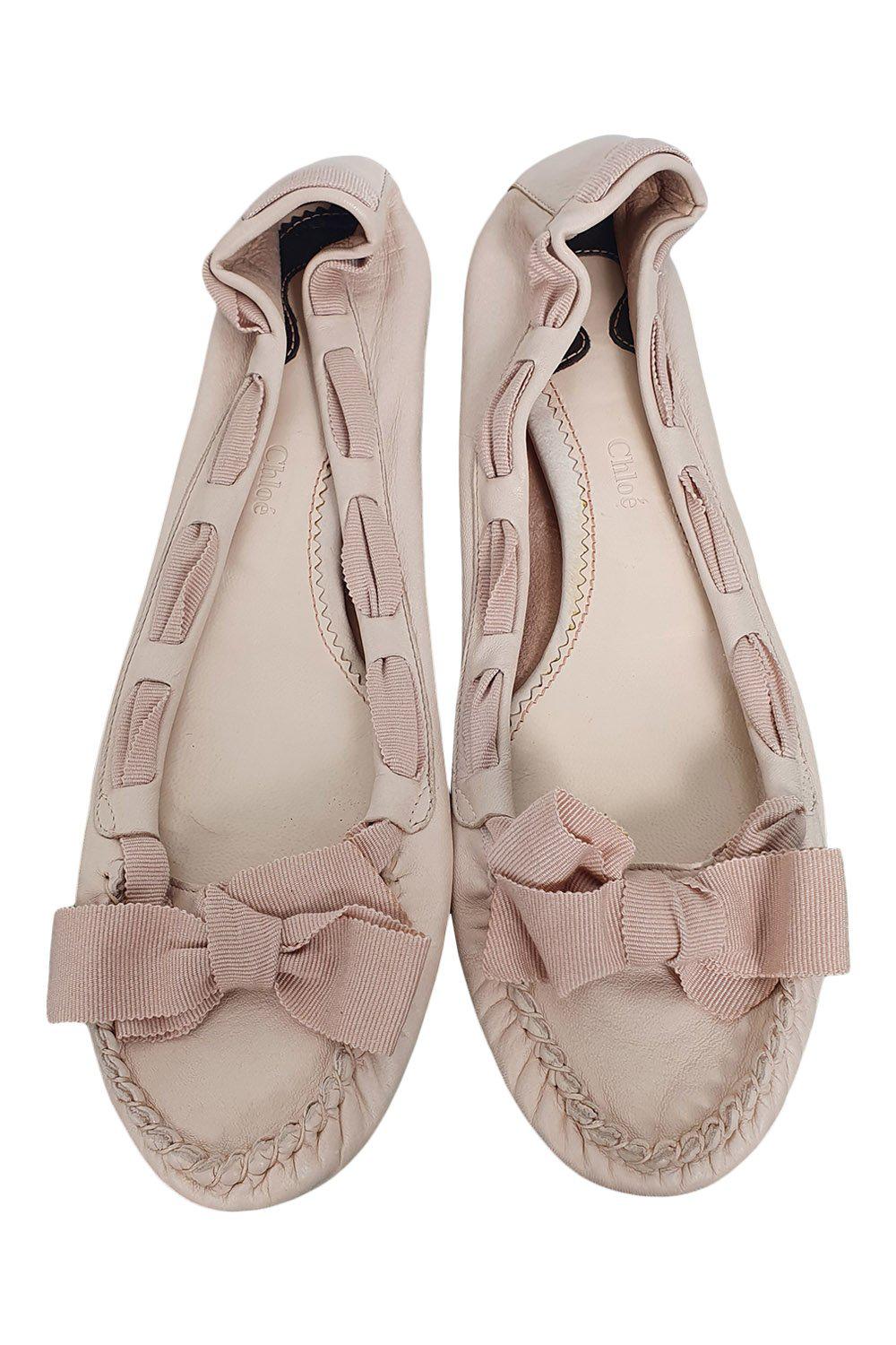 CHLOE Pale Pink Leather Ballet Flats (EU 40 | UK 07 | US 10)-The Freperie