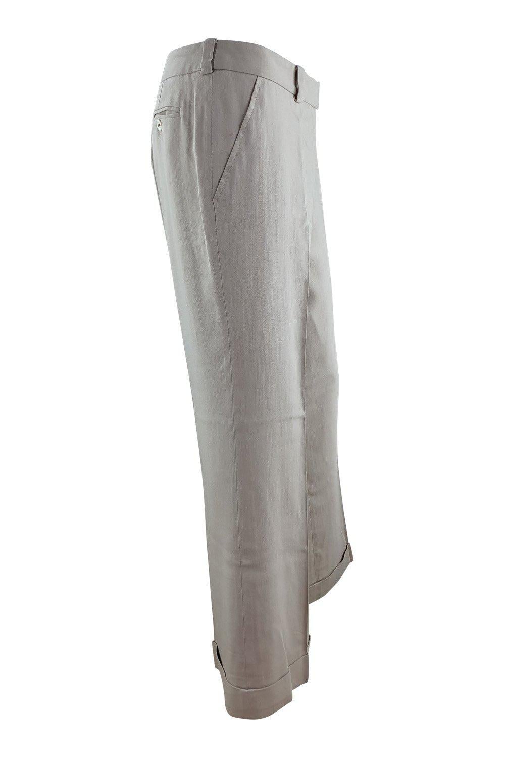 CHRISTIAN DIOR Cream Bootcut Women's Silk Crease Front Trousers (UK 14)-Christian Dior-The Freperie