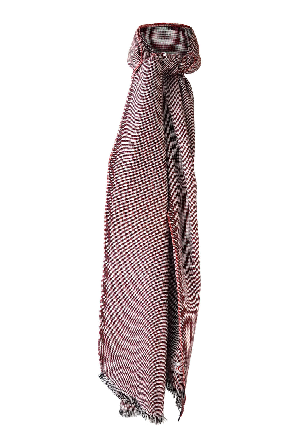 CHRISTIAN DIOR Red White Blue Checked Rectangular Wool Stole 60"x15"-Christian Dior-The Freperie