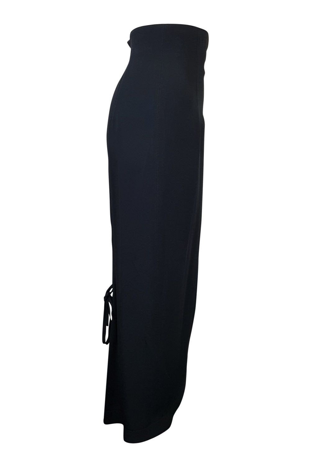 CLAUDE Montana Black Maxi Skirt Asymmetric Hem (UK 6)-Claude Montana-The Freperie
