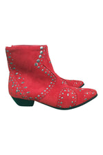 Load image into Gallery viewer, COCONUTS by Matisse Red Suede Studded Ankle Boots (US 6 | UK 3)-Matisse-The Freperie
