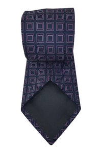 COMPAGNIA DELLA SETA Purple Square Repeat 100% Silk Tie (60.5 L)-Compagna Della Seta-The Freperie