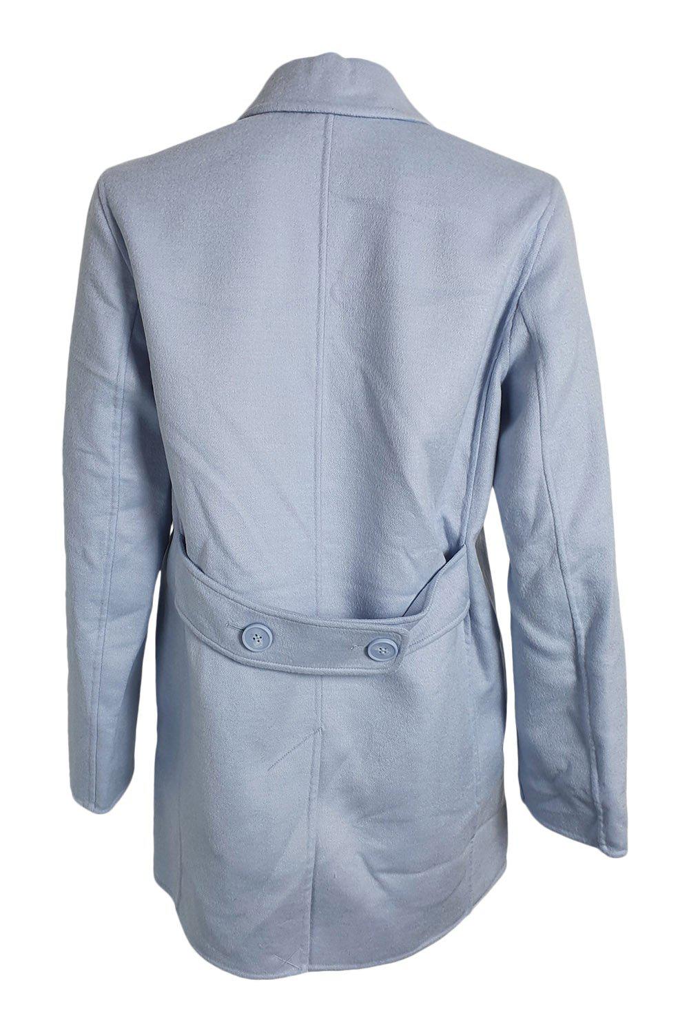 COMPTOIR DES COTONNIERS Wool and Silk Blend Heather Blue Lintot Pea Coat (FR 34)-Comptoir Des Cotonniers-The Freperie